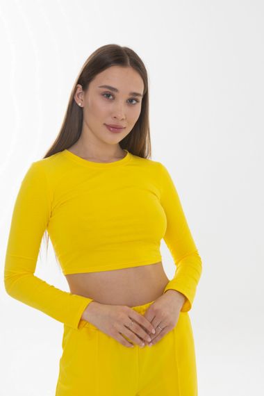Кроп топ 4Profi с длинным рукавом желтый размер S 24536 | Зображення 4