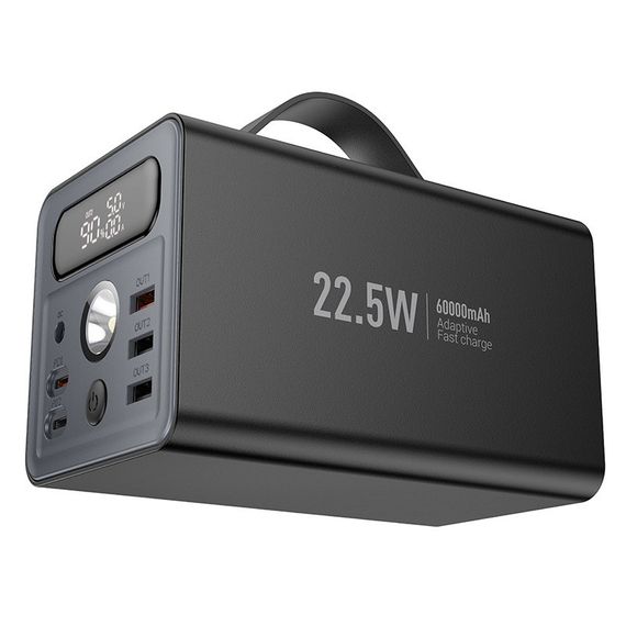 Портативний ЗП Power Bank Hoco J138 22.5W+PD20W+DC12V 60000 mAh Black | Зображення 1