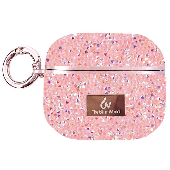 TPU чохол Bling World Rock Diamond для навушників AirPods Pro / Airpods Pro 2 Рожевий