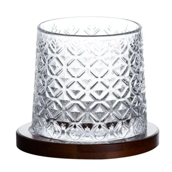 Стакан для виски 300 мл с бамбуковой подставкой HP1602