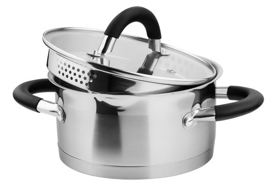 Каструля Vinzer Progresso 50052, 1.5 л, 16 см, з нержавіючої сталі з кришкою, для всіх типів плит