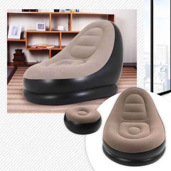 Надувное кресло с пуфом для отдыха AIR SOFA велюровое GQ-63 | Зображення 3
