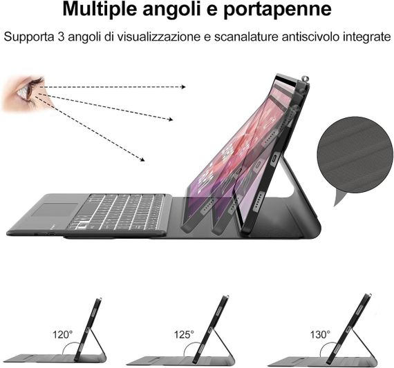 Чохол-підставка для Lenovo Tab P12 12.7” TB370FU, 2023 захисний чохол-книжка з регульованим кутом нахилу, чорний | Зображення 3