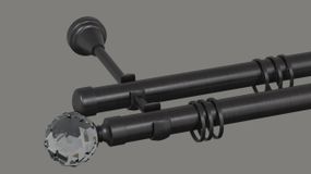 Карниз для штор дворядний металевий 19 мм, Куля Кристал Маренго 300 див.