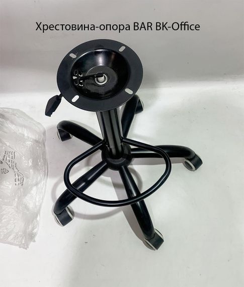 Высокий стул мастера Alby BAR BK-Office на черной крестовине с колесами, с регулировкой высоты, мягкое сиденье экокожа цвет серый 701 | Зображення 3