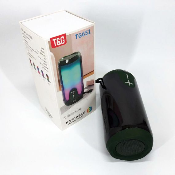 Bluetooth-колонка TG651 з RGB ПІДСВІТКОМ, Bluetooth колонка для гарної музики. Колір: зелений | Зображення 5