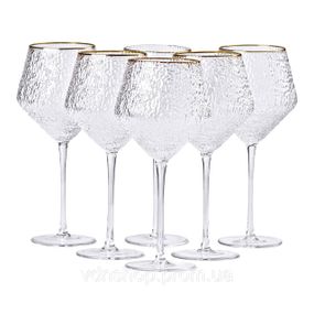 Набор фактурных бокалов, 600 мл с тонкой ножкой, комплект из 6, для вина HP-16-3