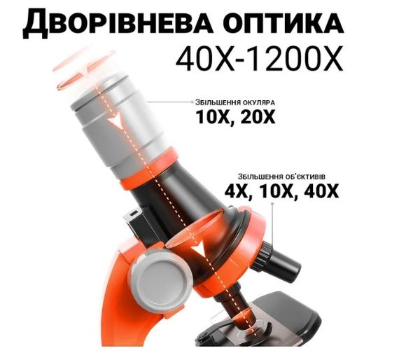 Детский микроскоп с подсветкой и набором биологических образцов ∙ Игрушечный микроскоп с 3 уровнями увеличения | Зображення 3