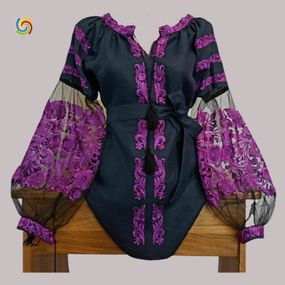 Рубашка Украинская вышиванка 025397 цвет чёрный размер L/XL