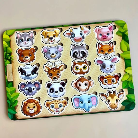 Деревянный пазл-сортер "Мордочки" Ubumblebees (ПСФ084) PSF084 мордочки животных | Зображення 2