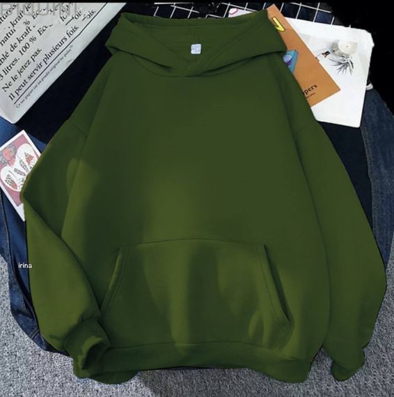 Женский однотонный худи оверсайз IP570 цвет хаки, размер onesize 42/46