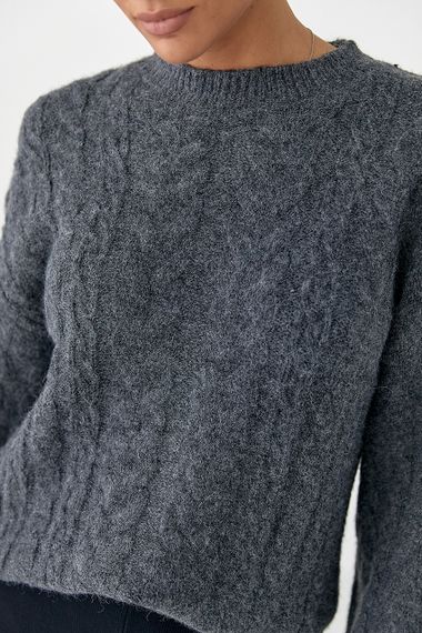 Вовняний джемпер вільного крою - темно-сірий цвет, ONE SIZE (є розміри) | Зображення 3