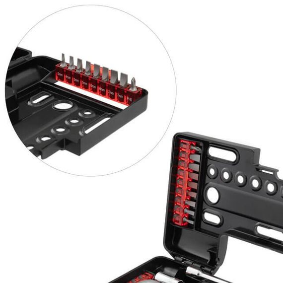 Набір викруткових насадок і головок із тріскачкою 57 од, STORM INTERTOOL VT-36571 | Зображення 4