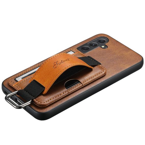 Шкіряний чохол Wallet case and straps для Samsung Galaxy S24+ Коричневий / Brown | Зображення 4
