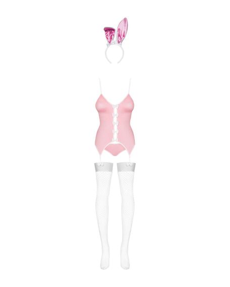 Еротичний костюм зайчика Obsessive Bunny suit 4 pcs costume pink S/M, рожевий, топ з підв’язками, тр | Зображення 4