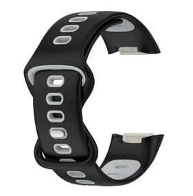 Силіконовий ремінець Primolux Sport для фітнес браслета Fitbit Charge 5 / Charge 6 - Black&Grey / розмір М