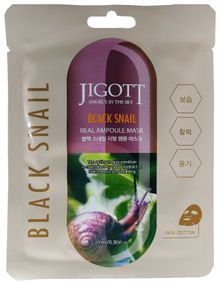 Ампульна маска для обличчя з екстрактом чорного равлика Jigott Black Snail Real Ampoule Mask, 10 шт. * 27 мл
