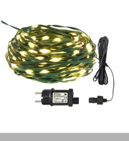 Гірлянда роса мішура на зеленому дроті 10 метрів 300 LED на пульті Тепло Білий XPRO (47721-710_259)