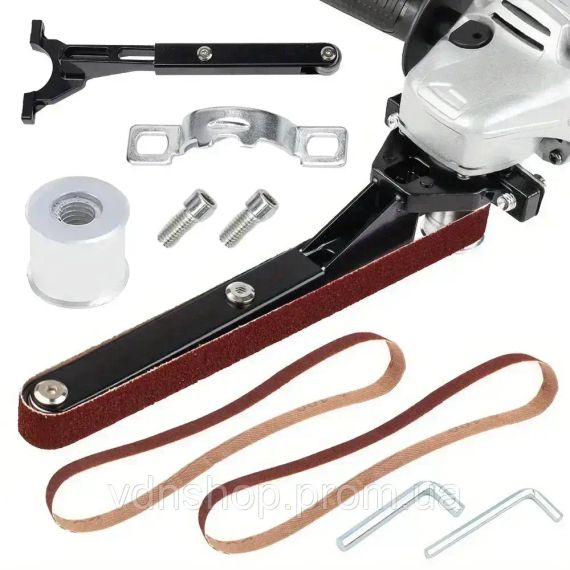 Шліфувальна насадка-гриндер на болгарку (P60 та P100) / Стрічкова насадка на кутову шліфувальну машину 27 см + 2 стрічки | Зображення 2