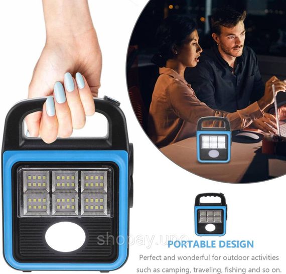 Фонарь-прожектор USB з сонячною панеллю та павербанком Solar LED light HS-8020 | Зображення 3