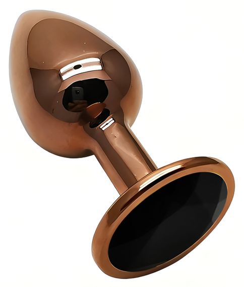 Анальна пробка з кристалом EGZO - Dark Gold Round Plug Black, size S Sex Aura | Зображення 1