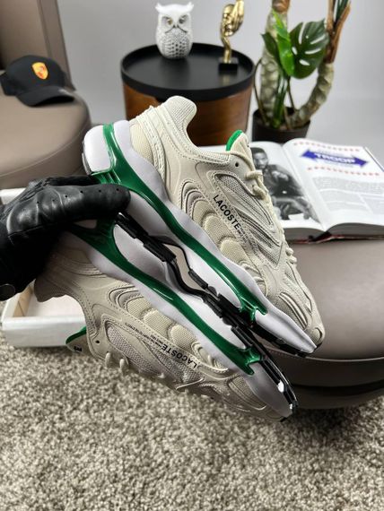 Мужские кроссовки Lacoste L003 2K24 Beige White Gree (текстиль) A3927 | Зображення 8