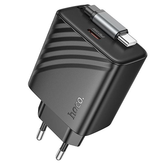 МЗП Hoco N57 Full PD20W with retractable cable Type-C (2USB-C) Black