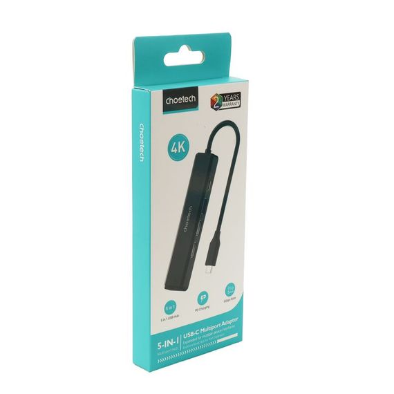 Адаптер Choetech HUB-M80-BK, USB Type-C 5-в-1 | Зображення 4
