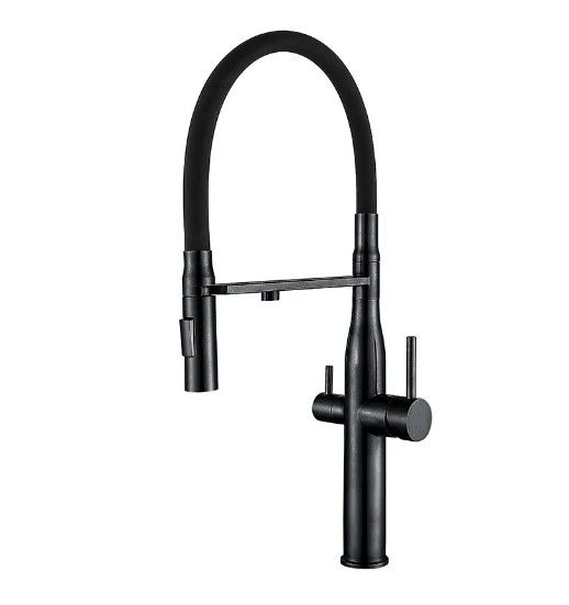 Змішувач для кухні Mixxus на дві води з гнучким виливом VTM-021 Black Refl.Black (MI6089)