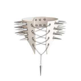 Чокер комір з шипами Art of Sex - Ariadne, натуральна шкіра, колір білий, XS-M Sex Aura