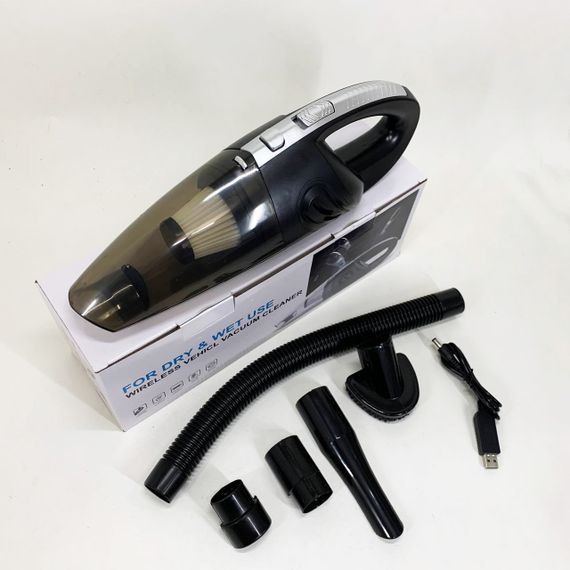 Потужний бездротовий пилосос автомобільний для сухого та вологого прибирання в машині та будинку +5 насадок | Зображення 1