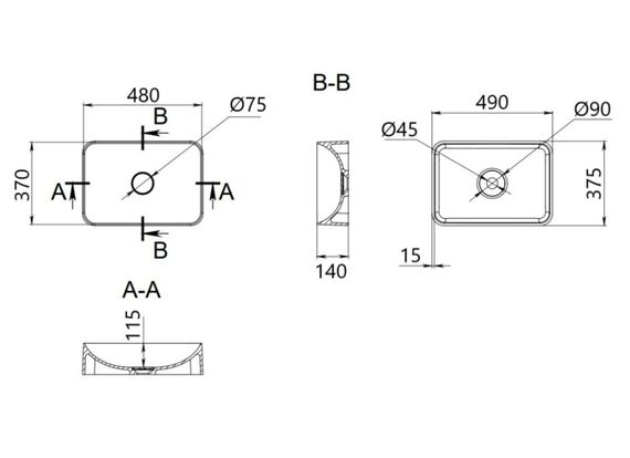 Раковина накладна Qtap Tern Beige, прямокутна, з донним клапаном QT17116069SB | Зображення 1