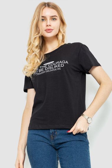 Футболка женская с принтом  цвет черный 221R3006