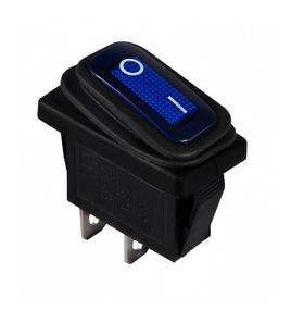 Перемикач KCD3-101WN BL/B 220V 1 кнопка синя вологозахисна із підсвічуванням Ny95500845