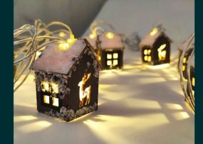 Led гирлянда "Домик" | Гирлянда новогодняя Домики, 10 диодов 4 м, прозрачный провод  | Светодиодная гирлянда |