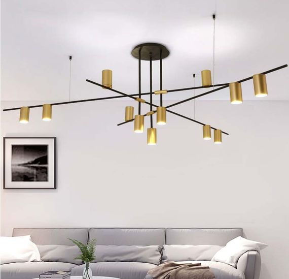 Люстра стельова на 12 лампочок 26289 Чорний 35-74х123х123 см. | Зображення 3