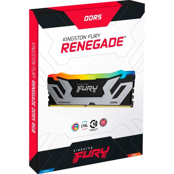 Модуль пам&#039;яті для комп&#039;ютера DDR5 48GB (2x24GB) 8800 MHz Renegade RGB Black/Silver Kingston Fury (ex.HyperX) (KF588CU42RSAK2-48) | Зображення 2