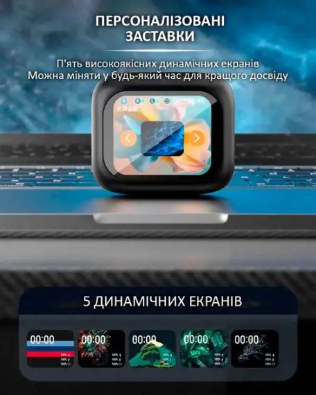 Бездротові навушники LX-10 TWS Earbuds з LED дисплеєм, Bluetooth 5.4, ANC+ENC, 320mAh Black | Зображення 3