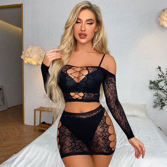 Еротичний комплект Babydoll 44 Чорний w556 | Зображення 7