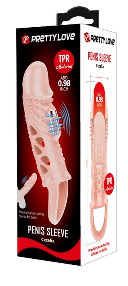 Подовжуюча насадка з вібростимуляцією (на 2,5 см) PRETTY LOVE - PENIS SLEEVE Cecelia, BI-026242 Sex Aura | Зображення 9