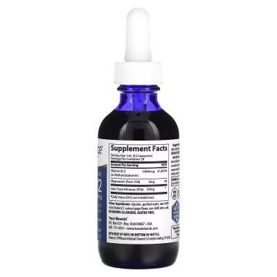 Витамин Trace Minerals Витамин B12 ионный в каплях, 1000 мкг, вкус винограда, Ionic B12 (TMR-00356) | Зображення 1