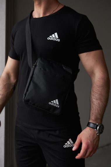 Комплект чоловічий Adidas: футболка чорна + шорти чорні + барсетка чорна (9643259898) | Зображення 3