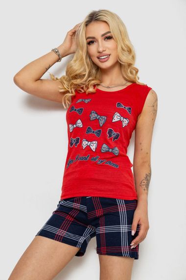 Пижама женская с принтом, цвет красный, 243R0148 | Зображення 2