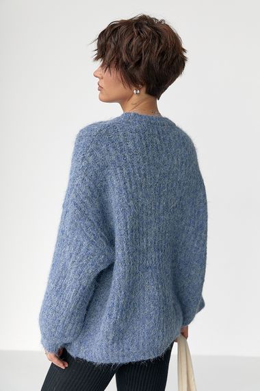 Тепла жіноча кофта з рукавами-ліхтариками - джинс цвет, ONE SIZE (є розміри) | Зображення 1