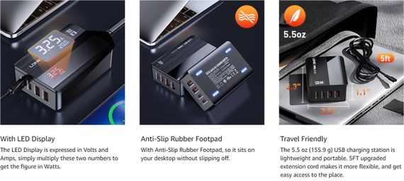 Швидкий зарядний пристрій USB C LDNIO 100 Вт GaN USB C | Зображення 2