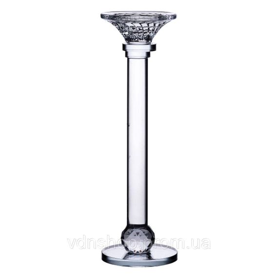 Підсвічник скляний на тонкій ніжці 9×29 см прозорий декоративний підсвічник на стіл HP-4-7S