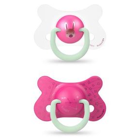 Пустышка Suavinex Розовый зайчик 4-18 мес 2 шт. ночная (307006)