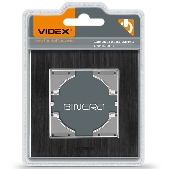 Рамка алюминиевая горизонтальная на 1 пост VIDEX BINERA VF-BNFRA1H-B черная | Зображення 1
