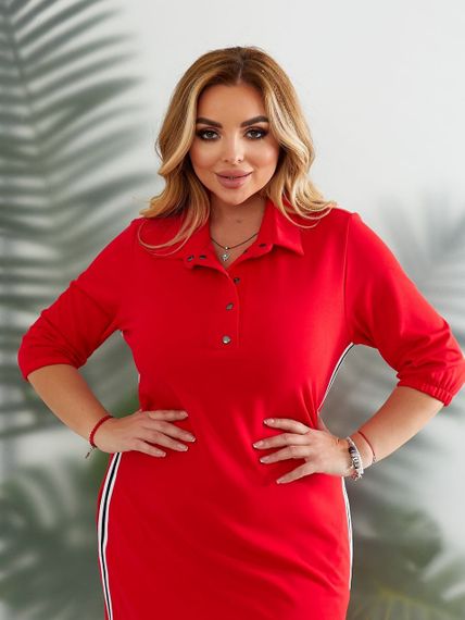 Женское спортивное платье длинное с разрезами MN141 цвет красный, размер 50/52 | Зображення 7