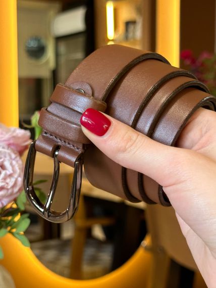 Кожаный женский ремень в коричневом цвете 6081 | Зображення 2